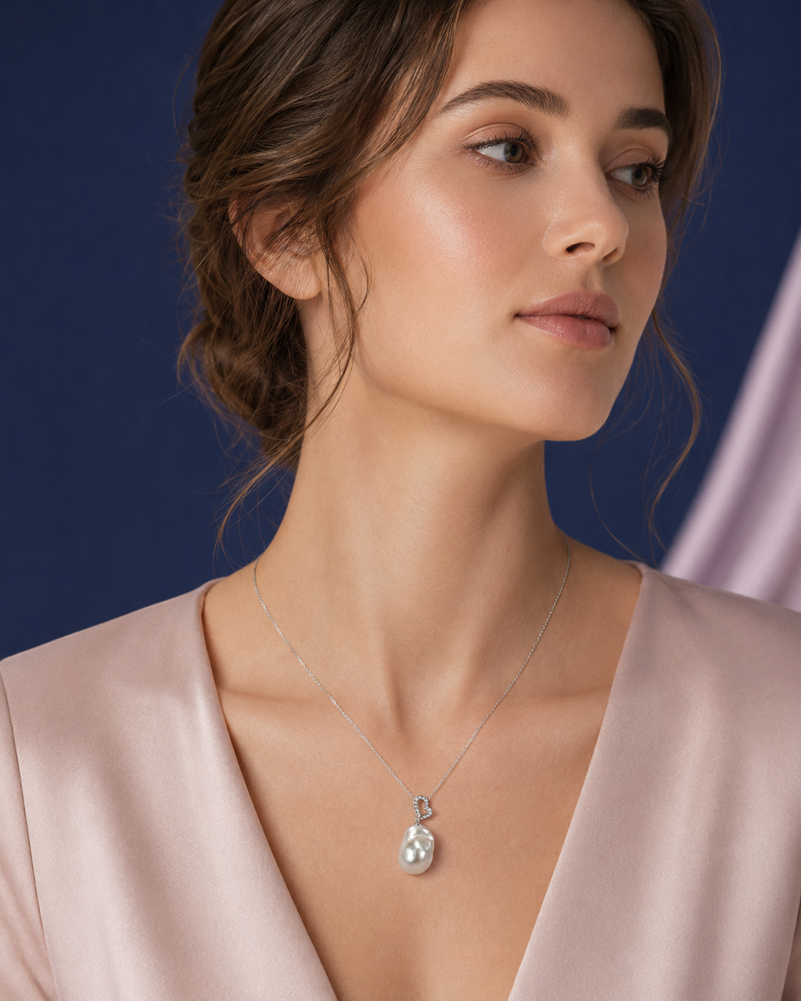 Diamond Heart Baroque Pendant