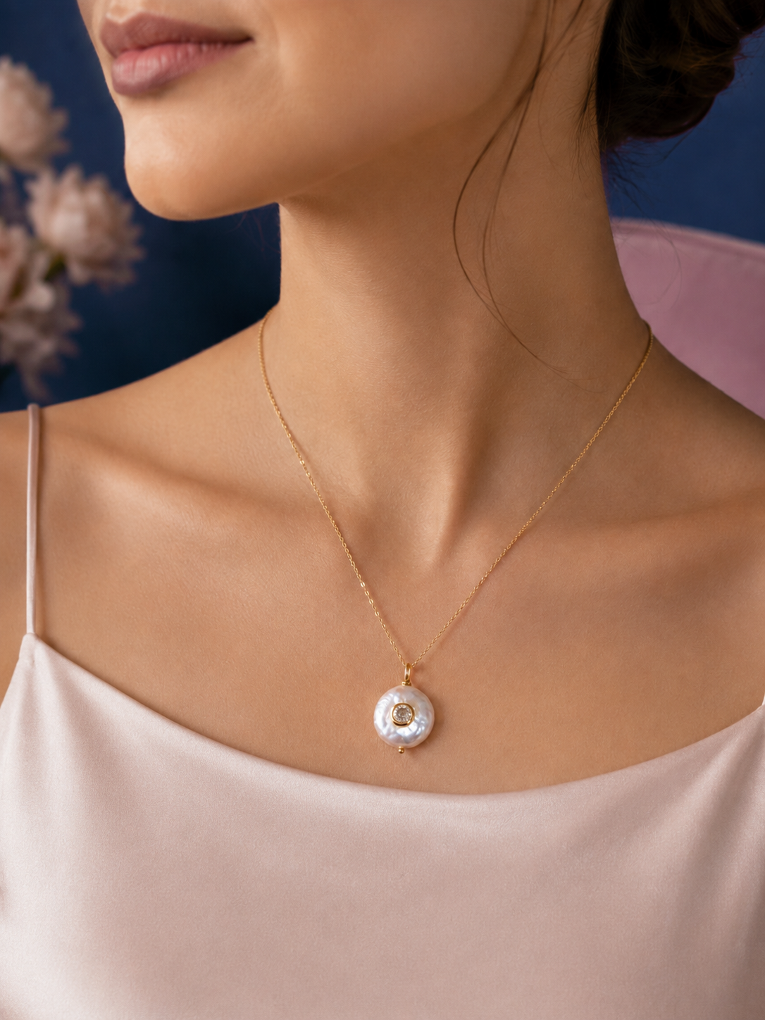 Coin Pearl Pendant Chain