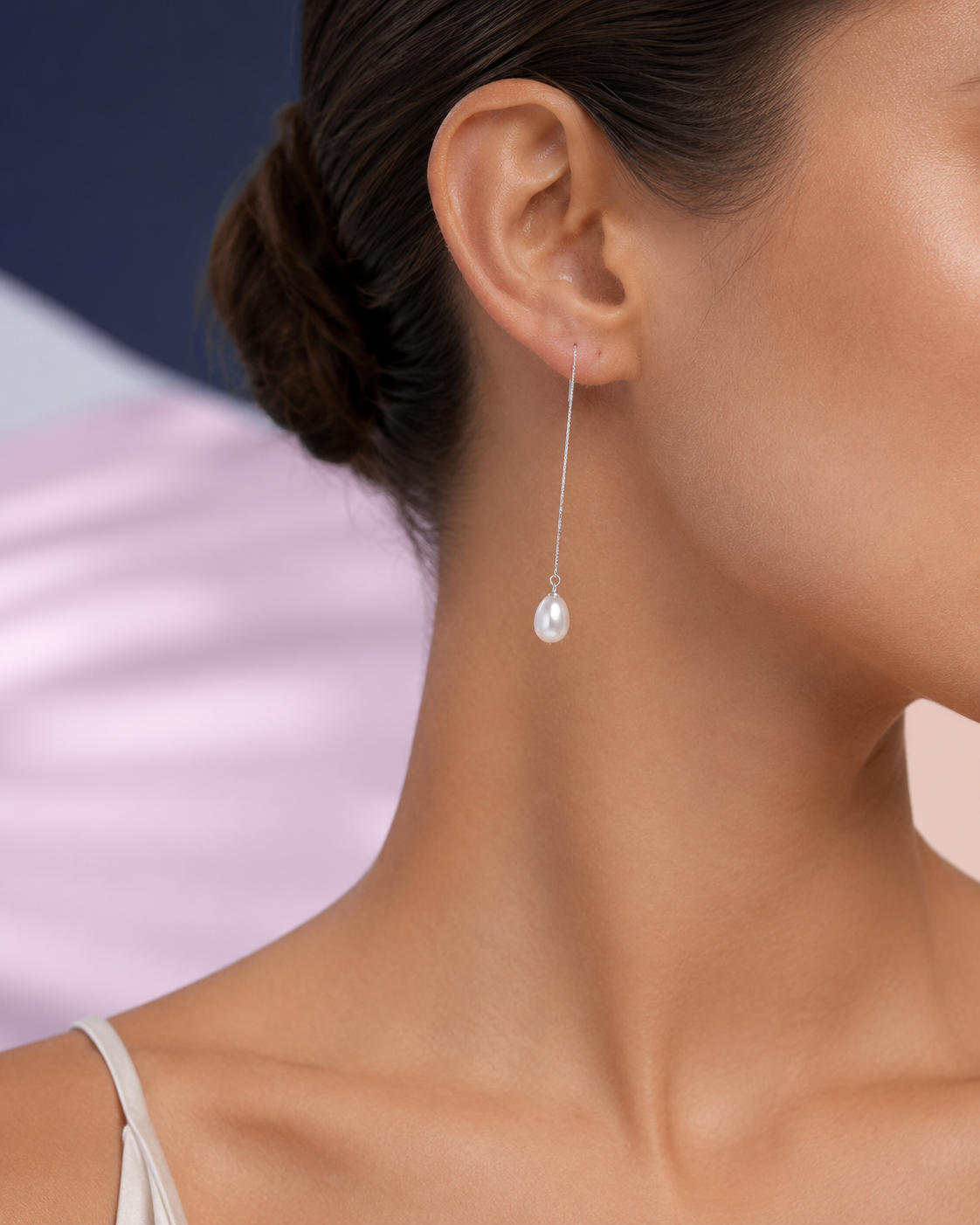 Long Pearl Drop Earring