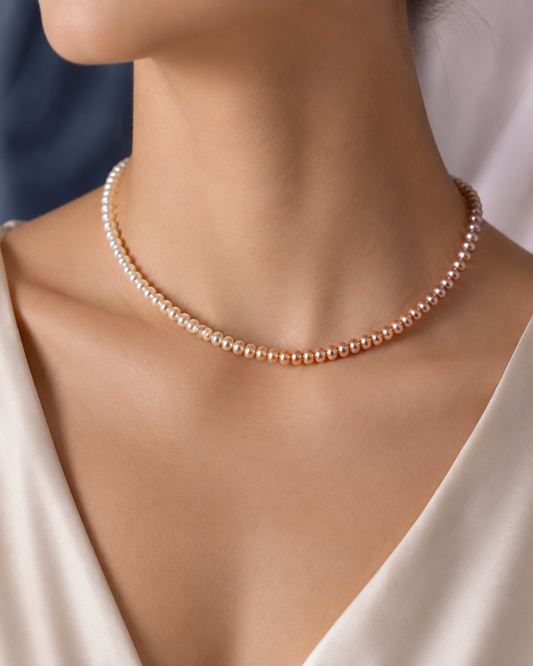 Colour Gradient Button Pearl Necklace