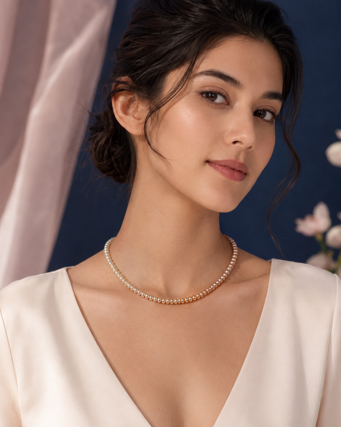 Colour Gradient Button Pearl Necklace