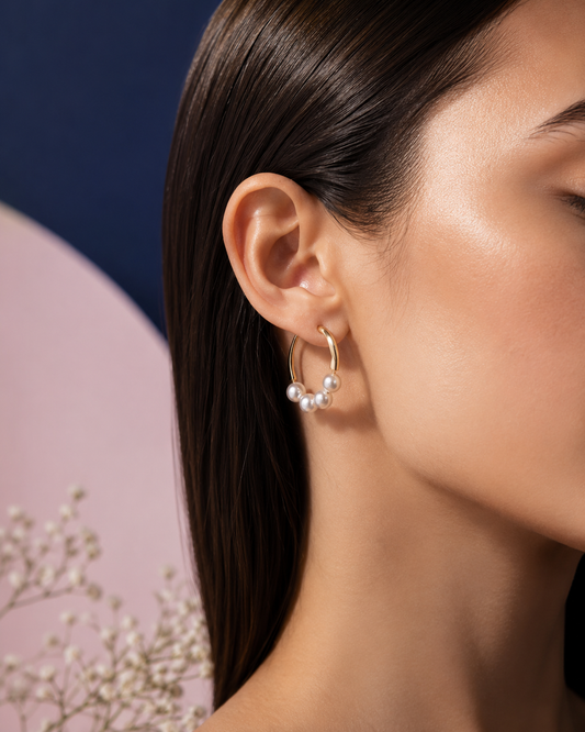 Half & Half Pearl Earring