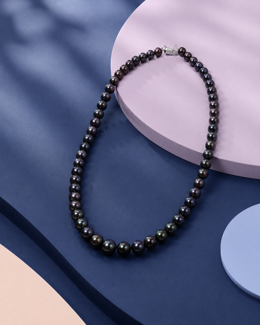 Black Round Pearl Necklace