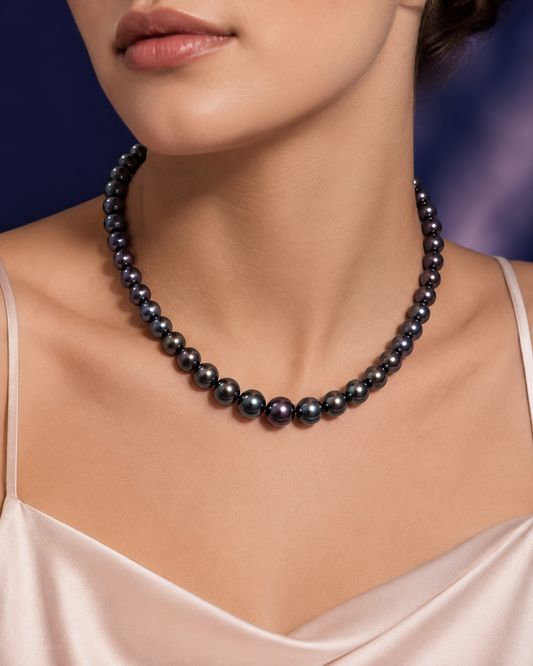 Black Round Pearl Necklace
