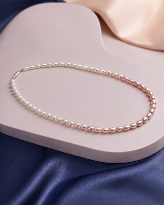 Colour Gradient Rice Pearl Necklace