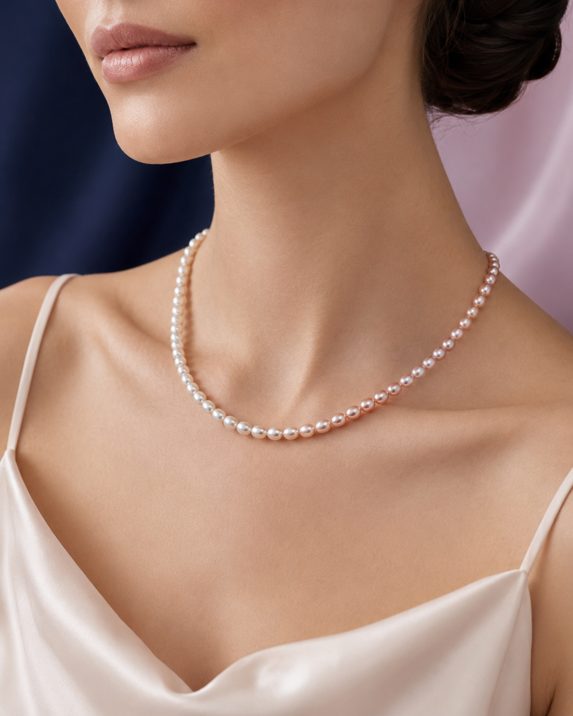 Colour Gradient Rice Pearl Necklace