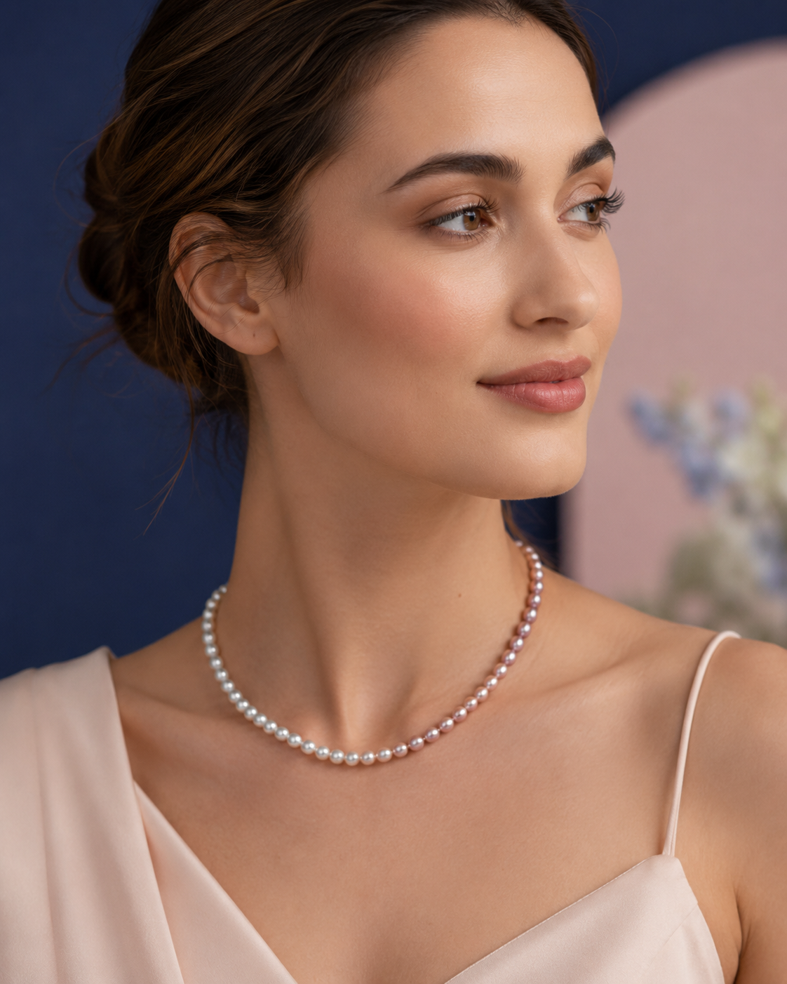 Colour Gradient Rice Pearl Necklace