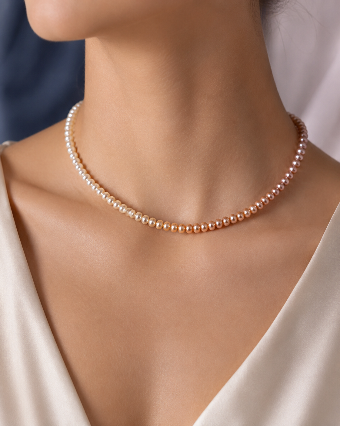 Colour Gradient Button Pearl Necklace
