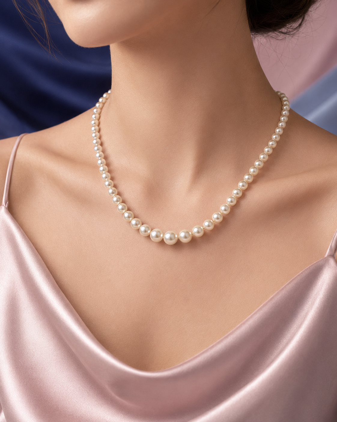 White Graduation Round Pearl Necklace